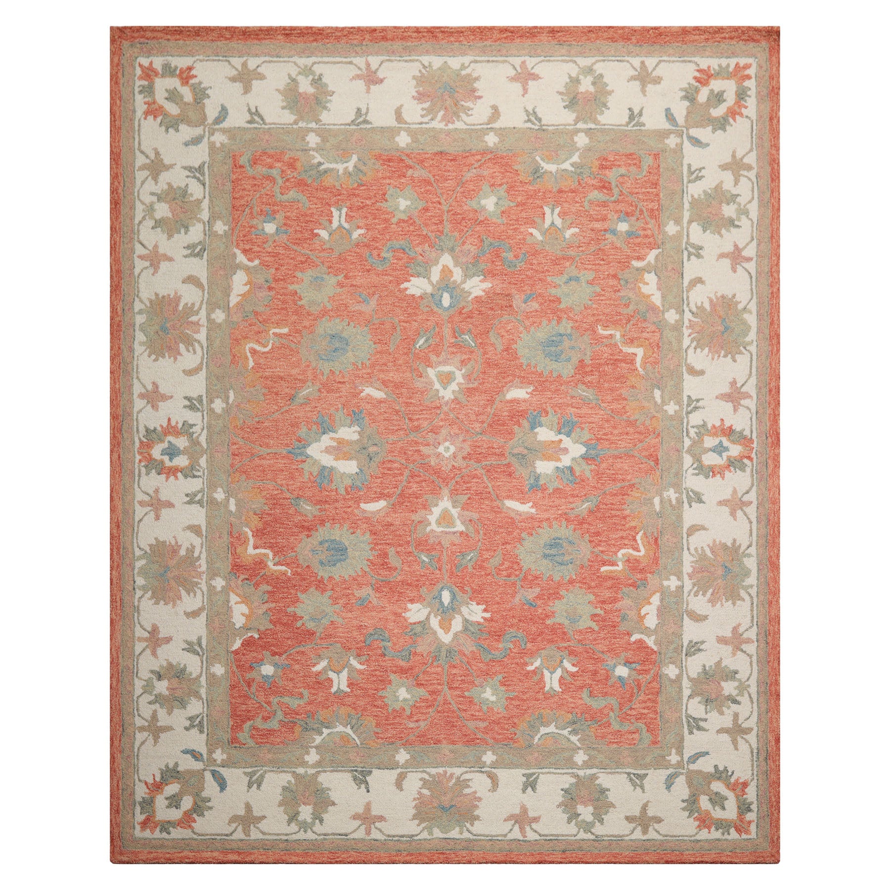 Orange Multi Rug LoomBloom Multi Size Orange Hand Hooked Transitional Agra Wool Orienta ...