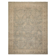 LoomBloom 9'x12' Celadon Hand Knotted Distressed Traditional Garden Wool Oriental Area Rug