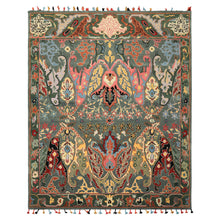 Multi Size Muted Teal Green Ivory Color Hand Tufted Handmade Boho Wool Arts & Crafts Oriental Rug