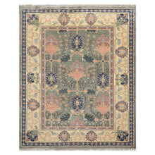 LoomBloom 8'x10' Sage Hand Knotted Donegal  Arts & Crafts/Mission  Wool Oriental Area Rug