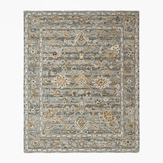 loomBloom Multi Size Slate Hand Tufted Handmade Modern & Contemporary Floral Wool Oriental Area Rug