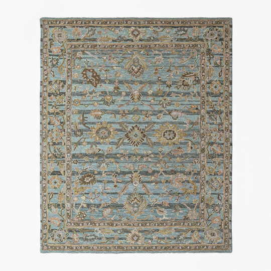 loomBloom Multi Size Aqua Hand Tufted Handmade Modern & Contemporary Floral Wool Oriental Area Rug