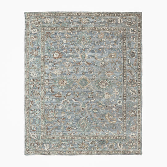 loomBloom Multi Size Sky Blue Hand Tufted Handmade Modern & Contemporary Floral Wool Oriental Area Rug