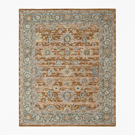 loomBloom Multi Size Burnt Orange Hand Tufted Handmade Modern & Contemporary Floral Wool Oriental Area Rug