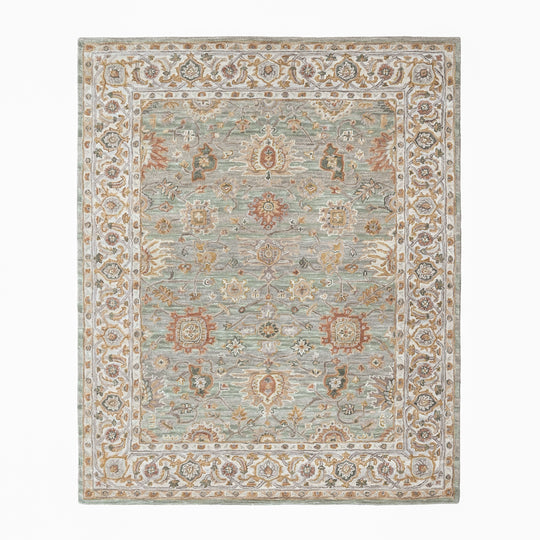 loomBloom Multi Size Mint Green Hand Tufted Handmade Modern & Contemporary Floral Wool Oriental Area Rug