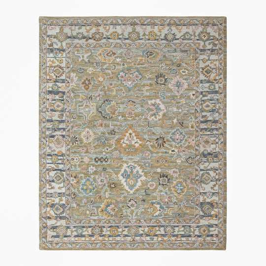 loomBloom Multi Size Olive Green Hand Tufted Handmade Modern & Contemporary Floral Wool Oriental Area Rug