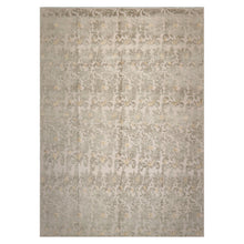 10'2''x13'8" Beige Hand Knotted Transitional Botanical Wool and Silk Oriental Area Rug