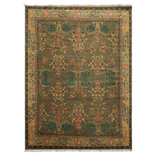 LoomBloom Multi Size Green Hand Knotted Arts & Crafts/Mission Donegal  Wool Oriental Area Rug