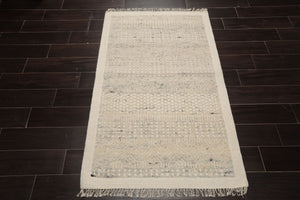 3x5 Ivory, Gray, Color Hand Woven Tribal Wool Modern Oriental Rug