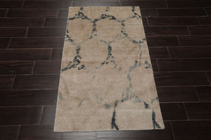 3x5 Beige, Gray, Slate Color Hand Knotted Tibetan Bamboo Silk Modern Oriental Rug