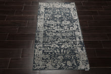3x5 Blue, Slate, Gray Color Hand Knotted Tibetan Wool and Silk Contemporary Oriental Rug