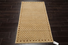 3x5 Beige, Gold, Brown Color Hand Knotted Gabbeh Wool Modern Oriental Rug