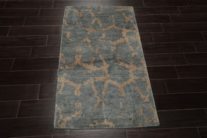 3x5 Blue, Baige, Slate Color Hand Knotted Tibetan Wool Modern Oriental Rug