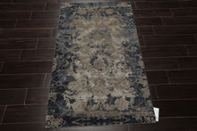 3x5 Gray, Blue, Beige Color Hand Knotted Tibetan Wool and Silk Modern Oriental Rug