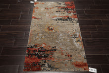 3x5 Gray, Rust, Moss Color Hand Knotted Tibetan Wool and Silk Modern Oriental Rug