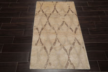 3x5 Tan, Brown, Beige Color Hand Knotted Tibetan Bamboo Silk Modern Oriental Rug