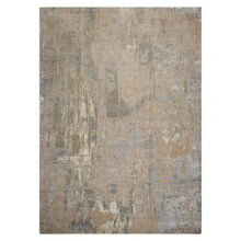 10x14 Beige, Gray, Tan Color Hand Knotted Sherpa Wool and Silk Modern Oriental Rug