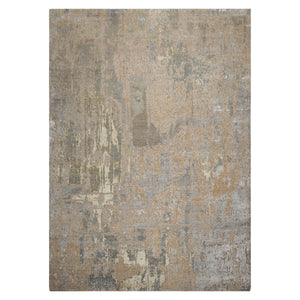 10x14 Beige, Gray, Tan Color Hand Knotted Sherpa Wool and Silk Modern Oriental Rug