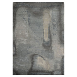 10x14 Gray, Beige, Celadon Color Hand Knotted Sherpa Wool and Silk Modern Oriental Rug