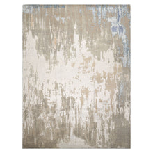 9x12 Gray, Beige, Blue Color Hand Knotted Sherpa Wool and Silk Modern Oriental Rug
