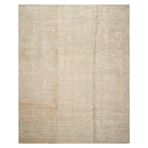 8x10 Beige, Faded Peach, Sea Foam Color Hand Loomed Sherpa Wool and Silk Modern Oriental Rug