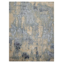 9x12 Gray, Beige, Aqua Color Hand Knotted Sherpa Wool and Silk Modern Oriental Rug