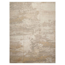 9x12 Beige, Tan, Gray Color Hand Knotted Sherpa Wool and Silk Modern Oriental Rug