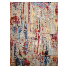 9x12 Beige, Rust, Gold Color Hand Knotted Sherpa Wool and Silk Modern Oriental Rug