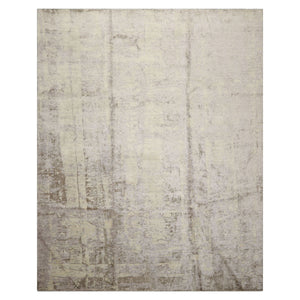 8x10 Lavender, Mint, Gray Color Hand Loomed Sherpa Wool and Silk Modern Oriental Rug