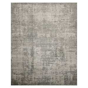 8x10 Tone on Tone Gray, , Color Hand Loomed Sherpa Wool and Silk Modern Oriental Rug