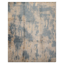 8x10 Beige, Tan, Blue Color Hand Loomed Sherpa Wool and Silk Modern Oriental Rug