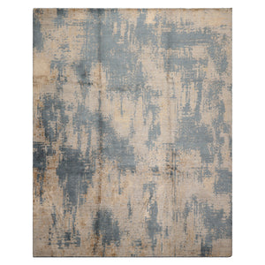 8x10 Beige, Tan, Blue Color Hand Loomed Sherpa Wool and Silk Modern Oriental Rug