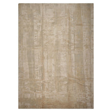 10x14 Beige, Gray, Tan Color Hand Knotted Sherpa Wool and Silk Modern Oriental Rug