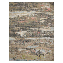9x12 Beige, Tan, Gray Color Hand Knotted Sherpa Wool and Silk Modern Oriental Rug
