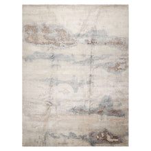 9x12 Beige, Ivory, Gray Color Hand Knotted Sherpa Wool and Silk Modern Oriental Rug