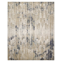 8x10 Beige, Gray, Ivory Color Hand Knotted Sherpa Wool and Silk Contemporary Oriental Rug