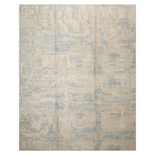 8x10 Ivory, Beige, Slate Color Hand Loomed Sherpa Wool and Silk Modern Oriental Rug