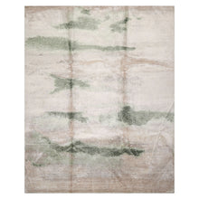 8x10 Taupe, Beige, Ivory Color Hand Knotted Sherpa Wool and Silk Modern Oriental Rug