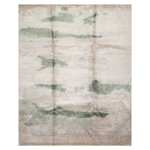 8x10 Taupe, Beige, Ivory Color Hand Knotted Sherpa Wool and Silk Modern Oriental Rug