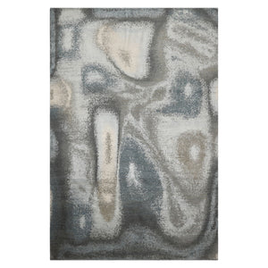 6x9 Gray, Beige, Blue Color Hand Knotted Sherpa Wool and Silk Modern Oriental Rug