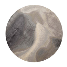 Round Gray, Ivory, Graphite Color Hand Knotted Sherpa Wool and Silk Modern Oriental Rug