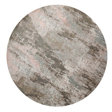Round Ivory, Gray, Sea Form Color Hand Knotted Sherpa Wool and Silk Modern Oriental Rug