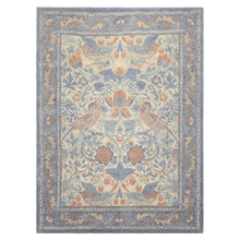 Multi Size Ivory Blue Aqua Color Hand Hooked William Morris Wool Traditional Oriental Rug