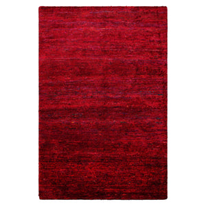4x6 Red, Purple, Turquoise Color Hand Knotted Gabbeh Silk Contemporary Oriental Rug