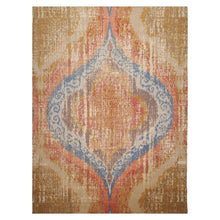 9x12 Beige, Gold, Tan Color Hand Knotted Abstract Wool and Silk Modern Oriental Rug