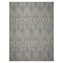 9x12 Gray, Blue, Ivory Color Hand Woven Flatweave Wool Modern Oriental Rug