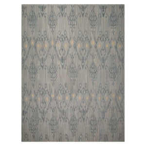 9x12 Gray, Blue, Ivory Color Hand Woven Flatweave Wool Modern Oriental Rug