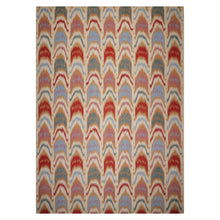 10x14 Ivory, Blue, Orange Color Hand Woven Flatweave Wool Contemporary Oriental Rug