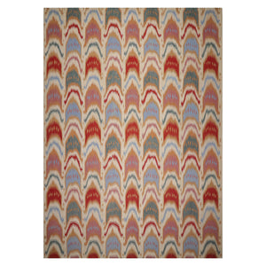10x14 Ivory, Blue, Orange Color Hand Woven Flatweave Wool Contemporary Oriental Rug