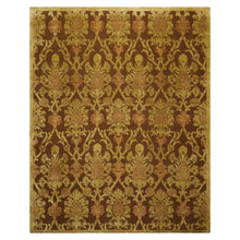 8x10 Brown, Gold, Rust Color Hand Knotted Tibetan  Wool and Silk Transitional Oriental Rug